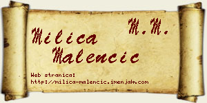 Milica Malenčić vizit kartica